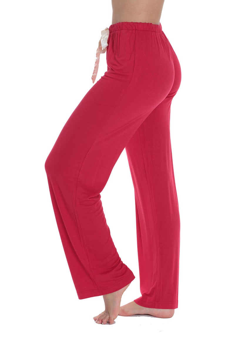 #followme Womens Rayon Spandex Pajama Pants 6830-RED-L - Image 2